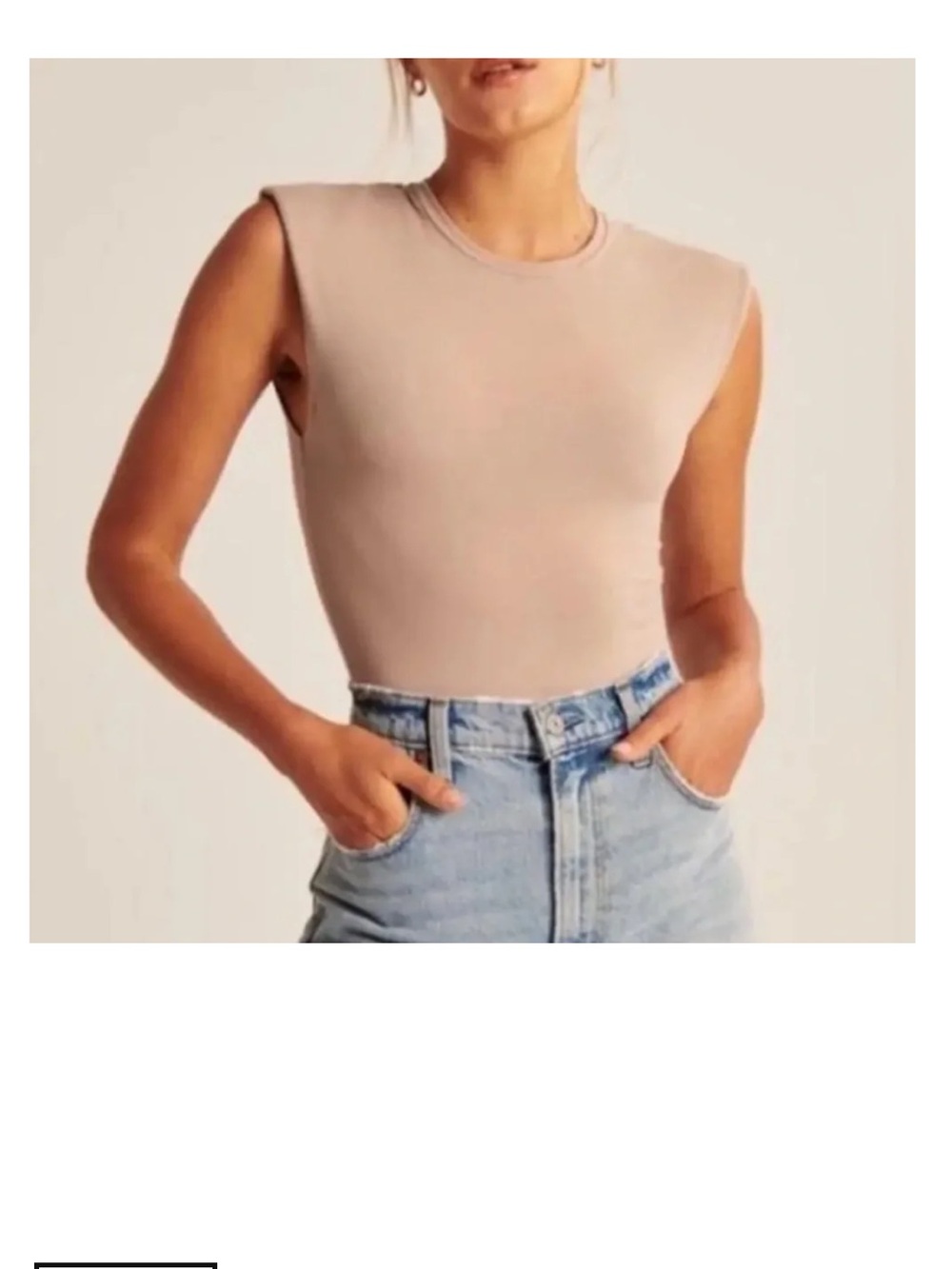 Abercrombie & Fitch Sleeveless Padded-Shoulder Tank - tan